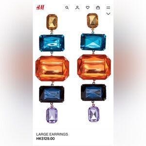 H&M Vibrant Orange and Blue Earrings Drop Earrings